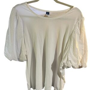 Old Navy White Puff Sleeve Tee